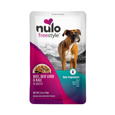 Nulo FreeStyle Dog Beef, Beef Liver, & Kale in Broth Pouch, 2.8-oz