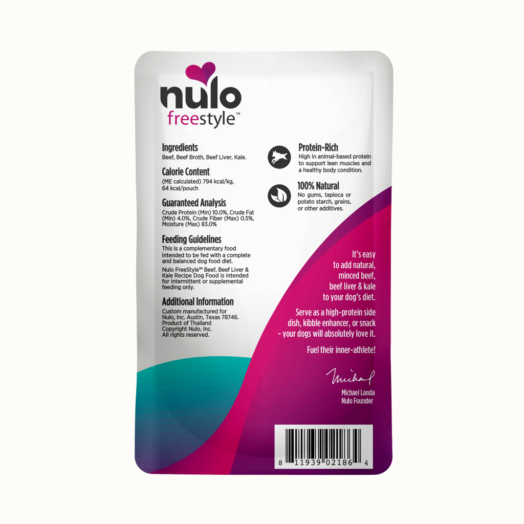 Nulo FreeStyle Dog Beef, Beef Liver, & Kale in Broth Pouch, 2.8-oz image number null