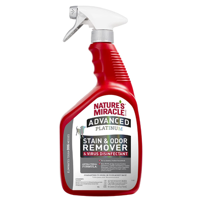 Nature's Miracle Dog Advanced Platinum Stain & Odor Remover & Virus Disinfectant Spray, 32-oz
