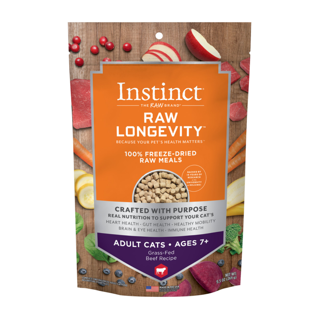 Instinct Freeze-Dried Raw Longevity Adult Ages 7+ Beef Bites Cat Food, 9.5-oz image number null